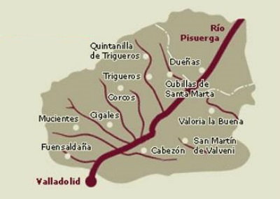 Mapa de la Denominación de Origen Cigales