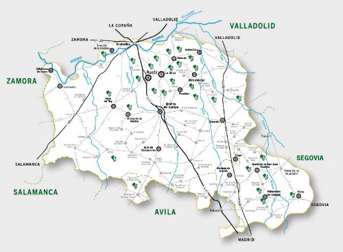 Mapa de la Denominación de Origen Rueda