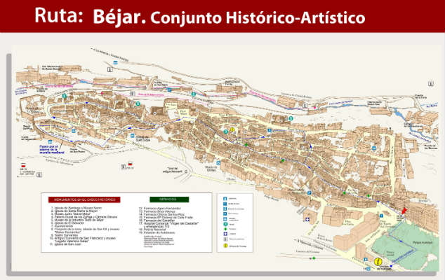 Plano turístico de Béjar - Haz clic para agrandar - Imagen de Bejar.es