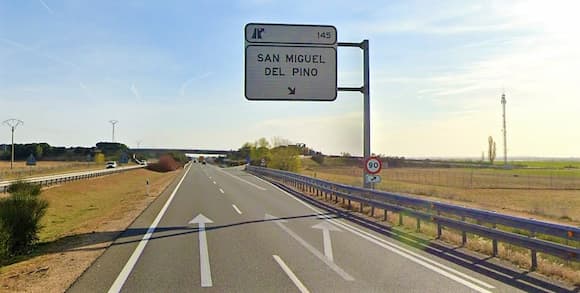 Salida desde la autopista A62 a San Miguel del Pino - Destino Castilla y León