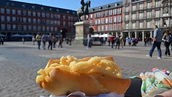 Bocata de calamares en la plaza mayor - Imagen de Madrid Happy People