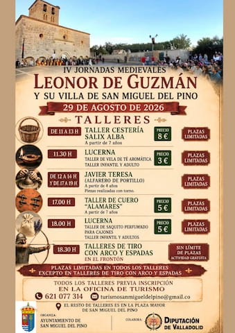 Talleres de las IV Jornadas Medievales de San Miguel del Pino 2026